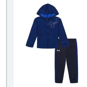 NEW Under Armour Angular Hoodie Set BAUHAUS BLUE kid top bottom pant shirt zippe